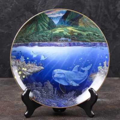 Тарелка винтажная декоративная настенная Фарфор Дельфин Danbury Mint Underwater Paradise Chez Paul