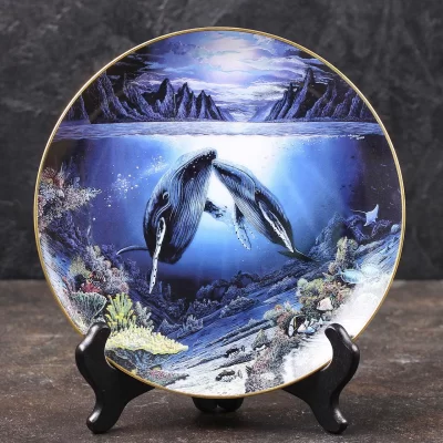 Тарелка винтажная декоративная настенная Фарфор Киты Danbury Mint Underwater Paradise Moonlit Moment