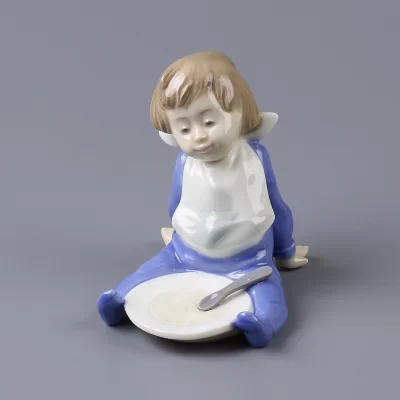 Винтажная фарфоровая статуэтка Испания Lladro NAO I'm Full Малыш с тарелкой