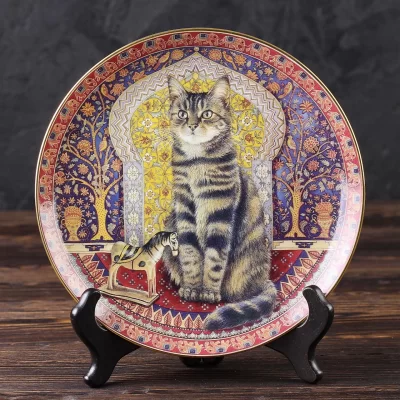 Тарелка винтажная декоративная настенная Фарфор Англия Кошки мира Danbury Mint Cats Around the World Blossom in India