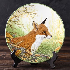 Тарелка винтажная декоративная настенная Фарфор Англия Лиса Royal Doulton Rollinson's Portraits of Nature Attentive Fox