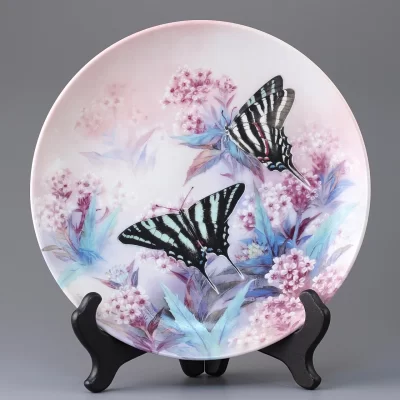 Тарелка винтажная декоративная настенная Фарфор Бабочки W S George Gossamer Wings Lena Liu Zebra Swallowtails