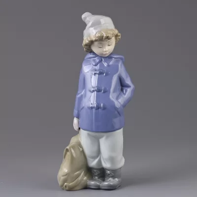 Винтажная фарфоровая статуэтка Испания Lladro NAO Ready for an Excursion Мальчик с рюкзаком