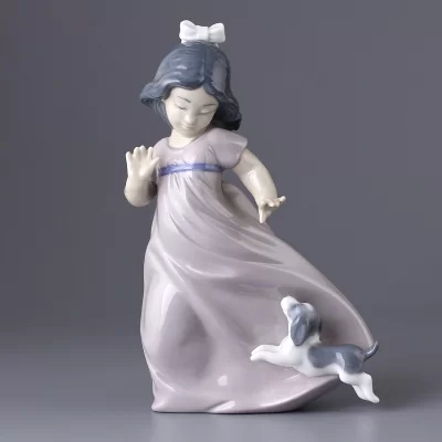 Винтажная фарфоровая статуэтка Испания Lladro NAO Girl Followed by Puppy Девочка со щенком