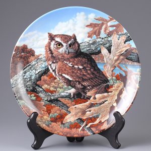 Тарелка винтажная декоративная настенная Фарфор Сова Knowles Stately Owls Eastern Screech Owl