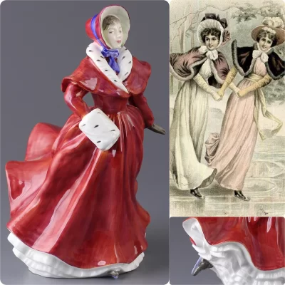 Винтажная фарфоровая статуэтка Англия Royal Doulton 3439 Skater Дама на коньках