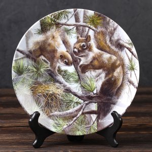 Тарелка винтажная декоративная настенная Фарфор Белка Knowles Squirrel Encyclopedia Britannica Friends of the Forest