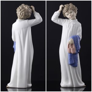 Винтажная фарфоровая статуэтка Испания Lladro NAO Boy With Slippers Мальчик с полотенцем и тапками