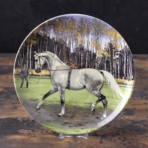Тарелка винтажная декоративная настенная Англия Ганноверская лошадь Spode Noble Horse Hanoverian