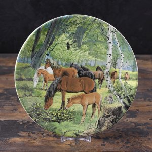 Тарелка винтажная декоративная настенная Англия Нью-Форест-пони Davenport Britain's Wild Ponies New Forest Ponies