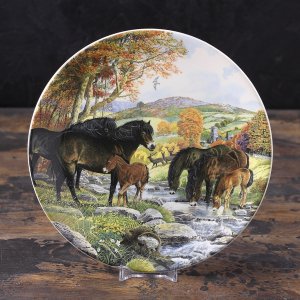Тарелка винтажная декоративная настенная Англия Эксмурские пони Davenport Britain's Wild Ponies Exmoor Ponies