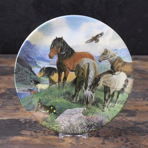 Тарелка винтажная декоративная настенная Англия Горные шотландские пони Davenport Britain's Wild Ponies Highland Ponies