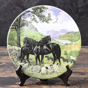 Тарелка винтажная декоративная настенная Англия Фелл пони Davenport Britain's Wild Ponies Fell Ponies