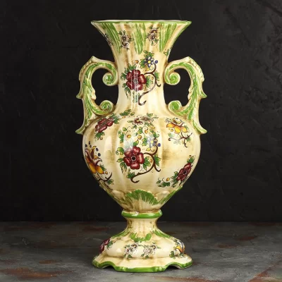 Большая винтажная итальянская ваза Capodimonte Каподимонте