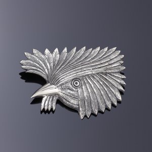 Крупная брошь ручной работы из серебра в стиле ар-деко Птица