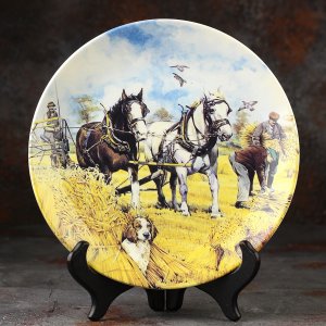 Тарелка винтажная декоративная настенная Англия Рабочие лошади Жнецы Веджвуд Wedgwood Danbury Mint Working Horses Harvesters