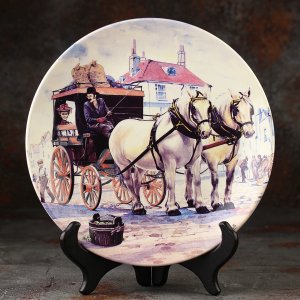 Тарелка винтажная декоративная настенная Англия Рабочие лошади Веджвуд Wedgwood Danbury Mint Working Horses To Market
