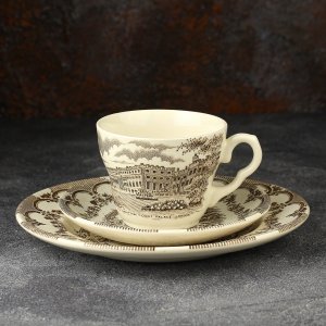 Винтажное чайное трио English Ironstone Tableware Чашка, блюдце и десертная тарелка