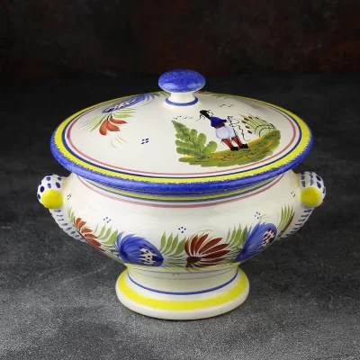 Винтажный горшок с крышкой Франция Henriot Quimper