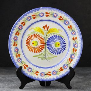 Винтажная декоративная тарелка с цветочным орнаментом Франция Henriot Quimper 24 см