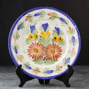 Винтажная декоративная тарелка с цветочным орнаментом Франция HB Quimper 23,5 см