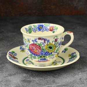 Антикварная английская чайная пара Mason's Strathmore Чашка и блюдце