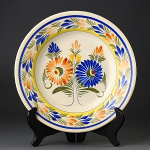 Винтажная глубокая тарелка с цветочным орнаментом Франция Henriot Quimper