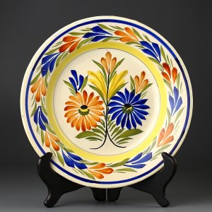 Винтажная глубокая тарелка с цветочным орнаментом Франция Quimper