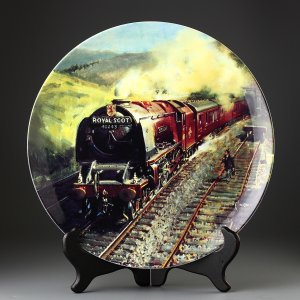 Большая винтажная декоративная тарелка Wedgwood "Famous Trains" Поезд "The Royal Scot"