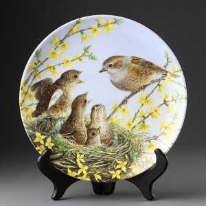 Винтажная декоративная тарелка с птицами Royal Worcester "Me First" Мне первому