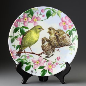 Винтажная декоративная тарелка с птицами Royal Worcester "Sing For Your Supper"