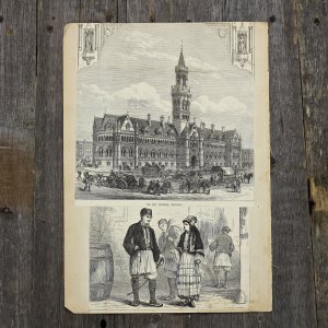Антикварная иллюстрация The Illustrated London News The New Townhall Bradford
