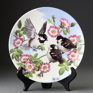 Винтажная декоративная тарелка с птицами Royal Worcester "Springtime Feast" Праздник весны