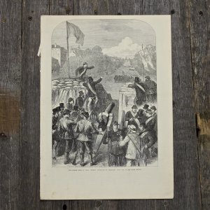 Антикварная иллюстрация The Illustrated London News A wounded french soldier returned home