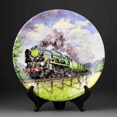 Тарелка винтажная декоративная настенная Англия Паровоз Поезд Davenport Great Steam Trains Golden Arrow