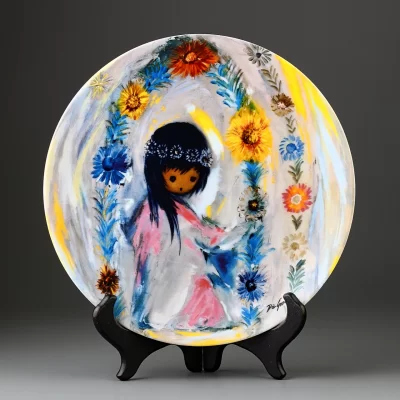 Тарелка винтажная декоративная настенная Фарфор Дети солнца Индейцы Knowles DeGrazia's Children of the Sun Welcome to the Fiesta