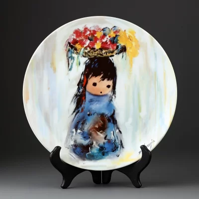 Тарелка винтажная декоративная настенная Фарфор Дети солнца Индейцы Knowles DeGrazia's Children of the Sun Crowning Glory