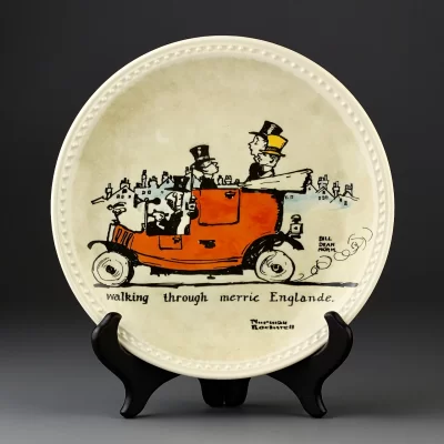 Тарелка винтажная декоративная настенная Прогулка по Весёлой Англии Knowles Newell Pottery Rockwell on Tour Walking through Merrie Englande