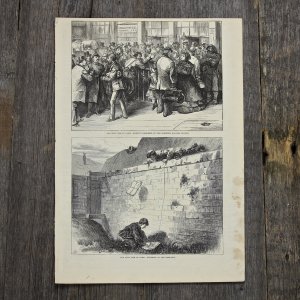 Антикварная иллюстрация The Illustrated London News The civil war in Paris fugitive residence at the northern railway station