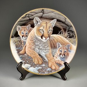 Тарелка винтажная декоративная настенная Фарфор Горные львы Franklin Mint Mountain Lions