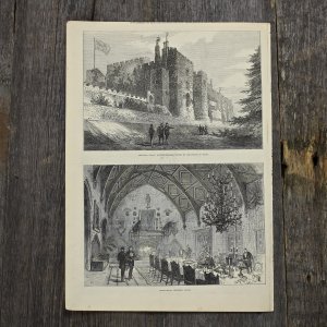 Антикварная иллюстрация The Illustrated London News Berkeley Castle, Gloucestershire, visited by the Prince of Wales