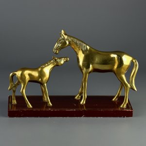 Винтажная композиция "Лошадь с жеребёнком"