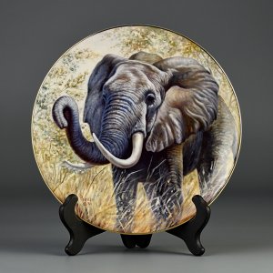Тарелка винтажная декоративная настенная Фарфор Слон Vague Shadows Nature's Harmony Elephant