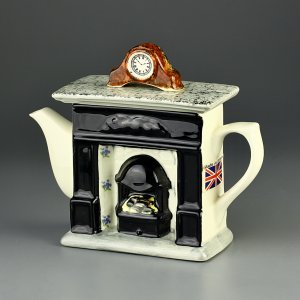 Винтажный английский чайник Камин с часами Swineside Fireplace