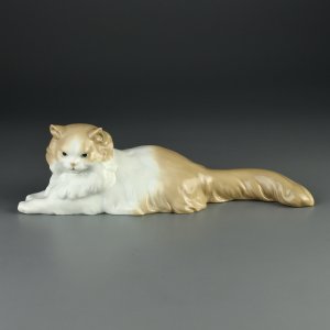 Винтажная фарфоровая статуэтка Lladro NAO Angora's Cat Ангорская кошка