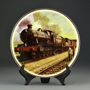 Тарелка винтажная декоративная настенная Англия Паровоз Поезд Fenton China
