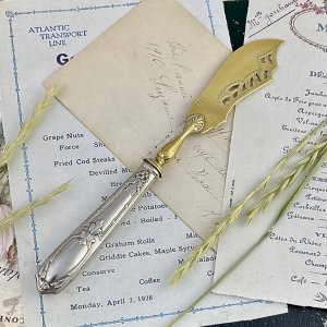 Антикварный сервировочный нож лопатка с серебряной рукоятью Франция
