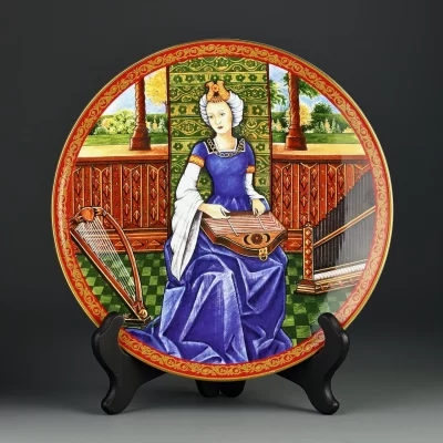 Тарелка винтажная декоративная настенная Фарфор Англия Музыка Royal Worcester Music Medieval Ladies Collection