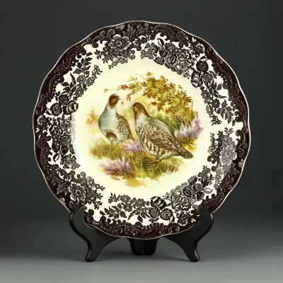 Винтажная английская тарелка Куропатки Птицы Royal Worcester Palissy Game Series Bird