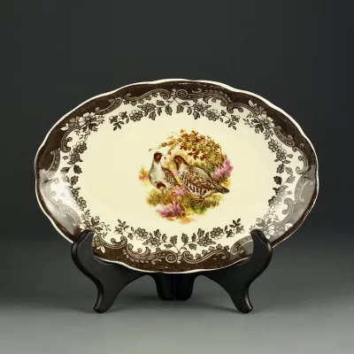 Винтажная английская тарелка Куропатки Птицы Royal Worcester Palissy Game Series